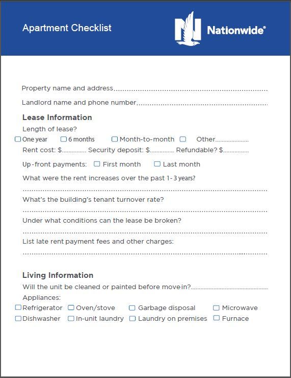 First Apartment Checklist For New Renters