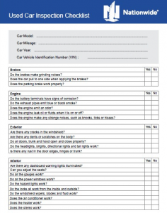 Used car inspection checklist