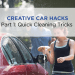 an image of a couple washing their car and text 'quick cleaning tricks'