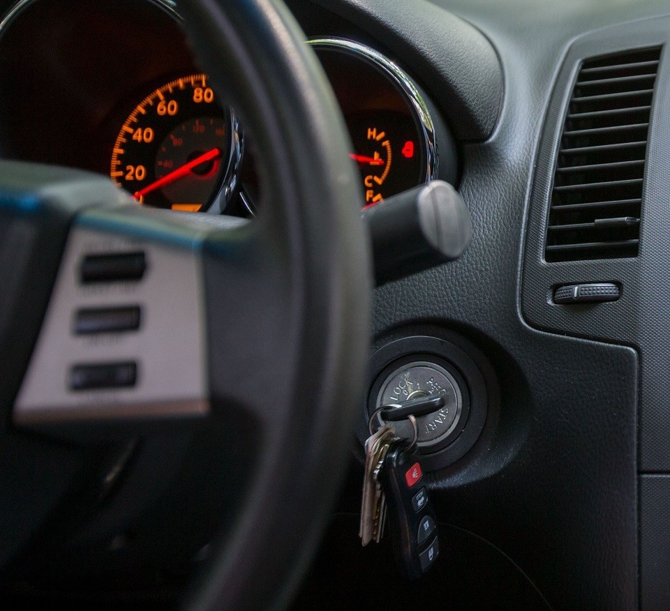 car dashboard with car keys