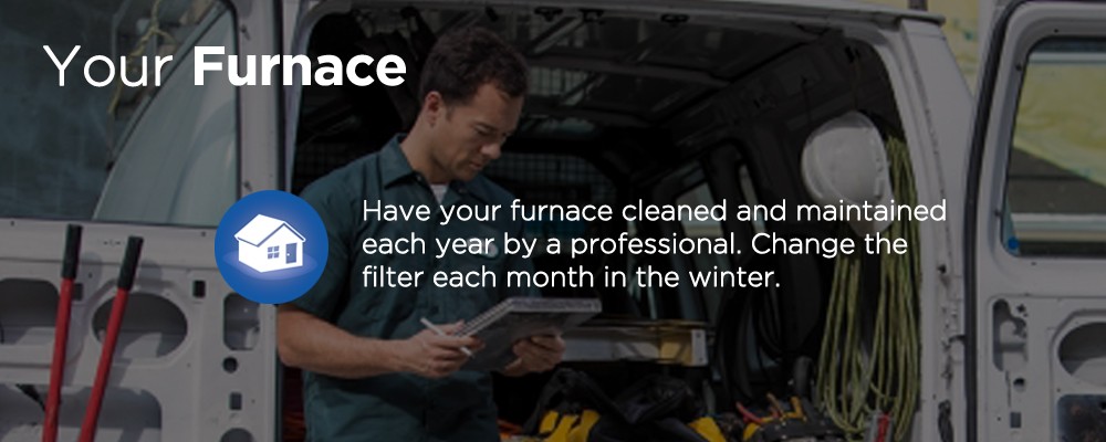 a maintenance man with text 'your furnance'