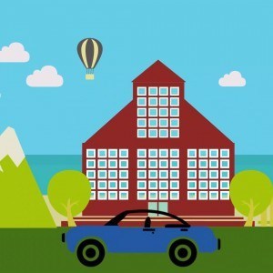 illustration of a house and a car