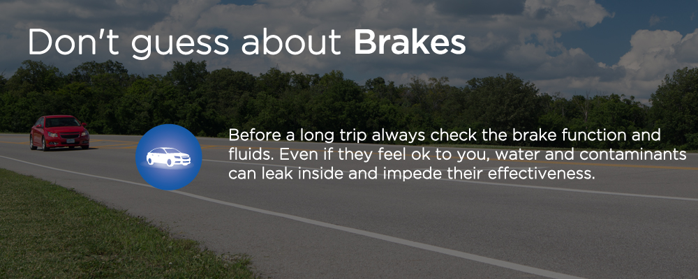 a car on a road with text "don't guess about brakes"