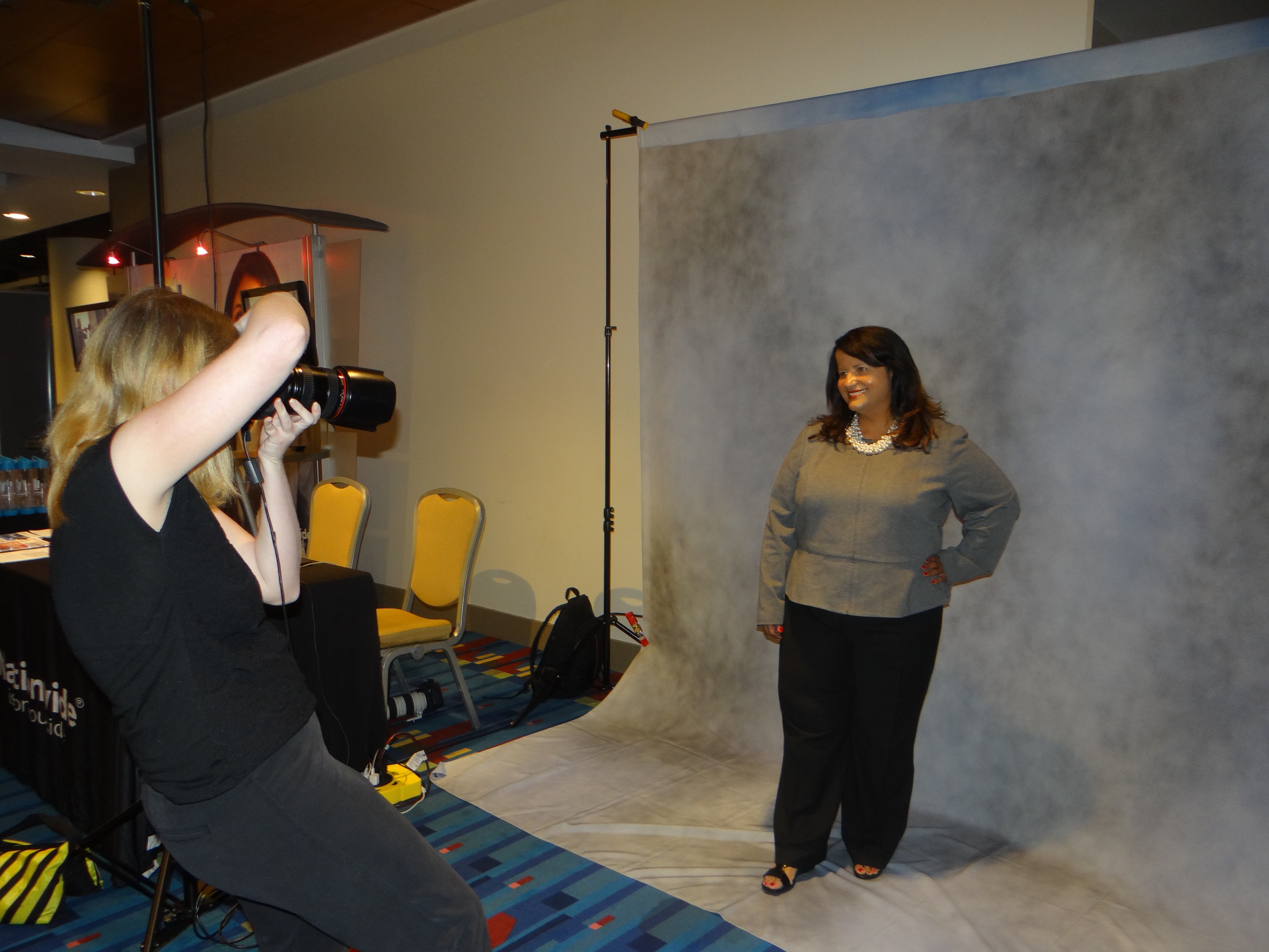 a woman getting her picture taken