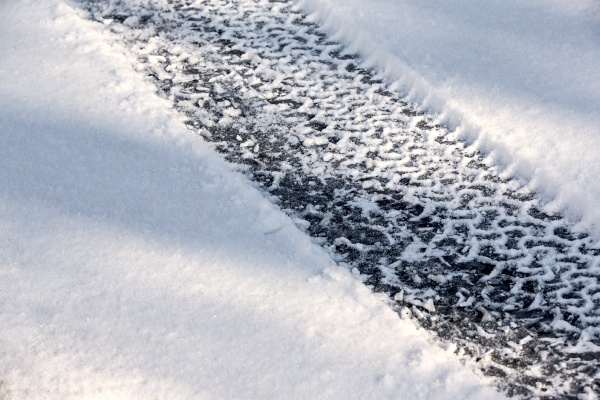 Tire tracks in snow
