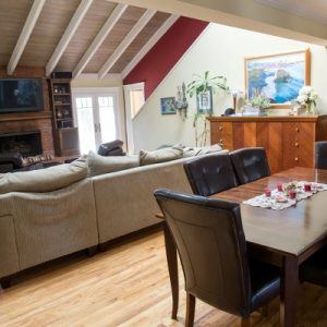 Interior shot of room with vaulted ceiling
