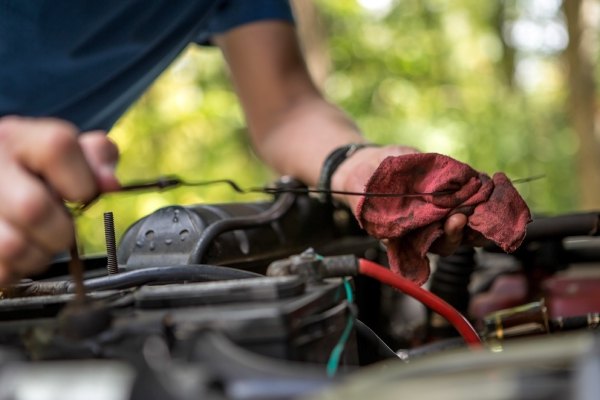 checking oil dip stick