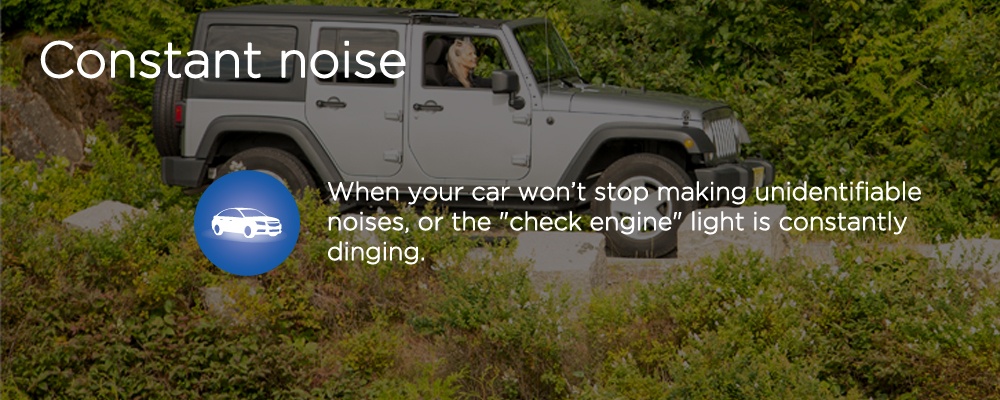 a jeep with text "constant noise"