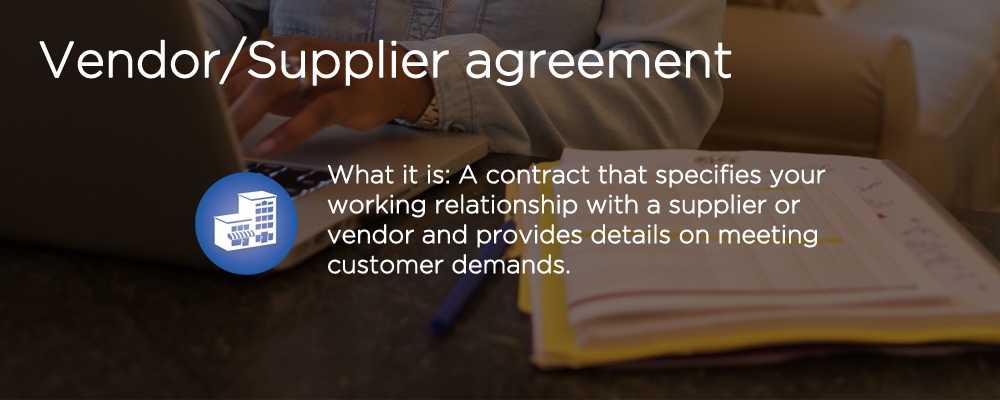 documents with text 'vendor/supplier agreement'
