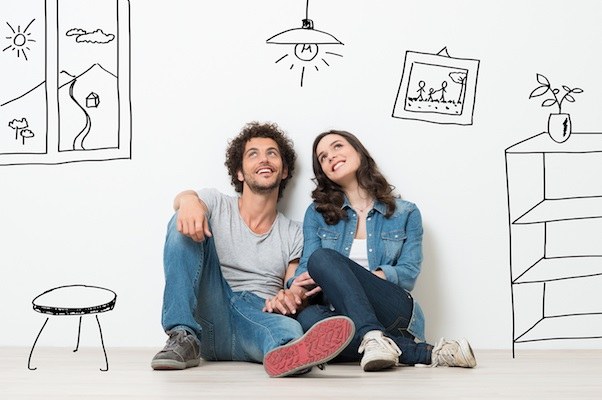 Couple with renters insurance considering apartment layout