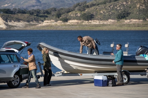 Fishing boat on trailer