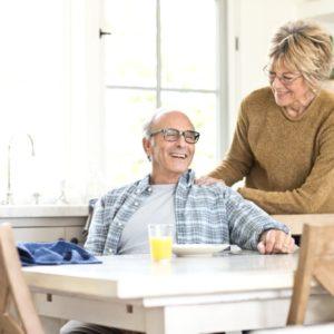 retired couple in their house