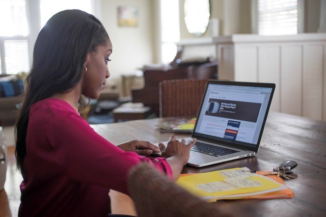 woman working on her computer