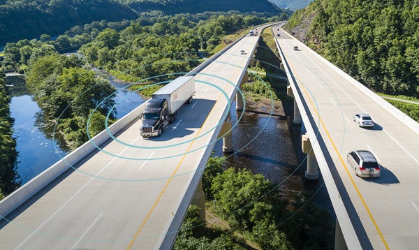 Trucks driving on highway