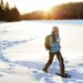 A woman snowshoeing