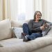 Retired Woman Relaxing in Living Room