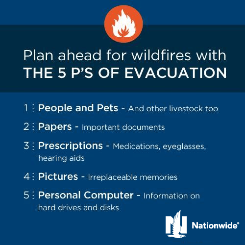 an illustration of text "plan ahead for wildfires"