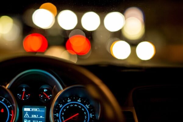 A close-up of a car’s dashboard.