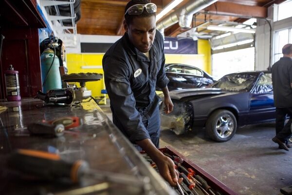 mechanic in body shop