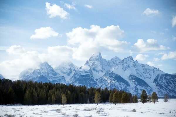 snow capped mountains