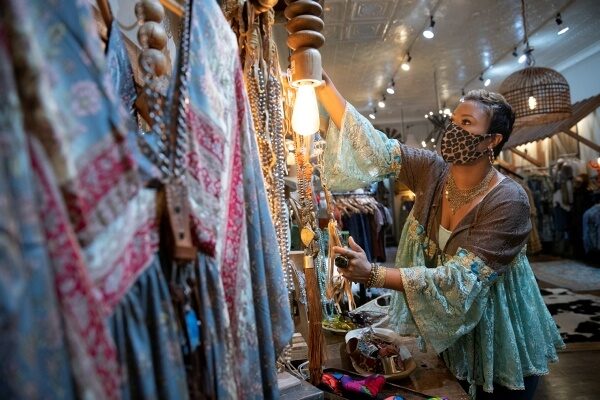 a woman shopping in a store
