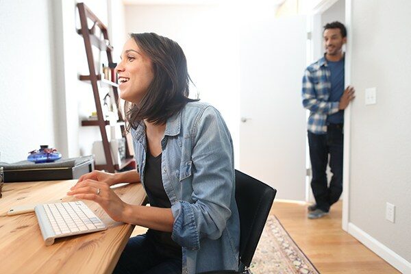 a woman shopping online