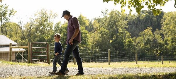 Father and Son on Farm