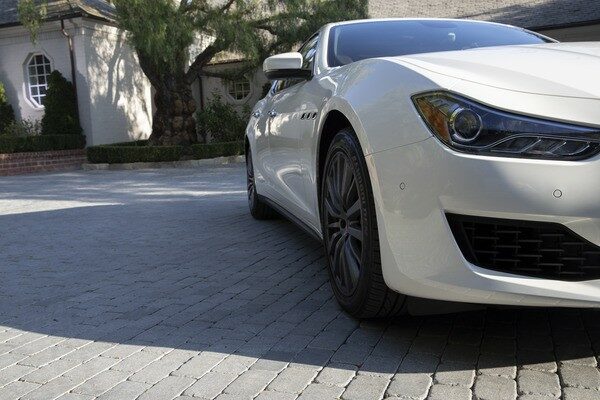 White luxury vehicle closeup