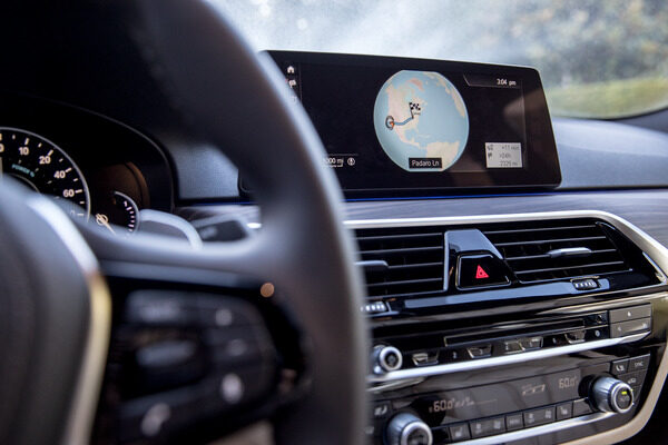 Close up of a digital car dashboard screen