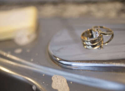 Rings on a sink about to get cleaned