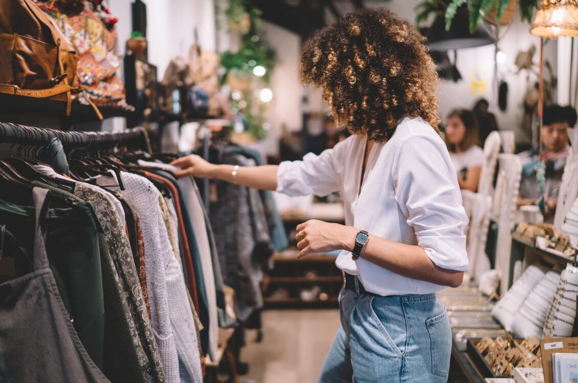 A woman shopping in a store.