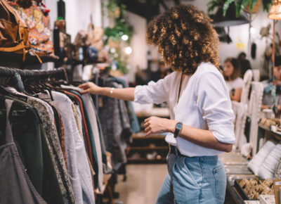 A woman shopping in a store.