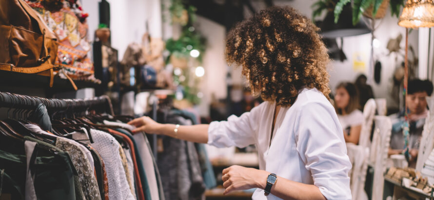 A woman shopping in a store.