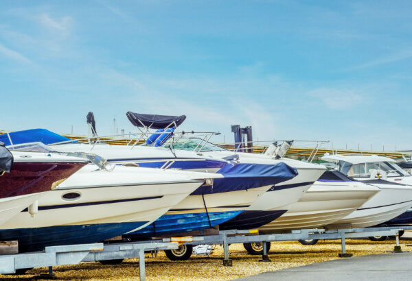 Boats parked at a dock.