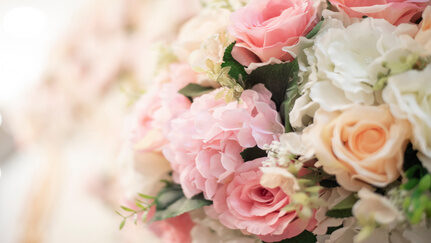 Pink flowers for a wedding.
