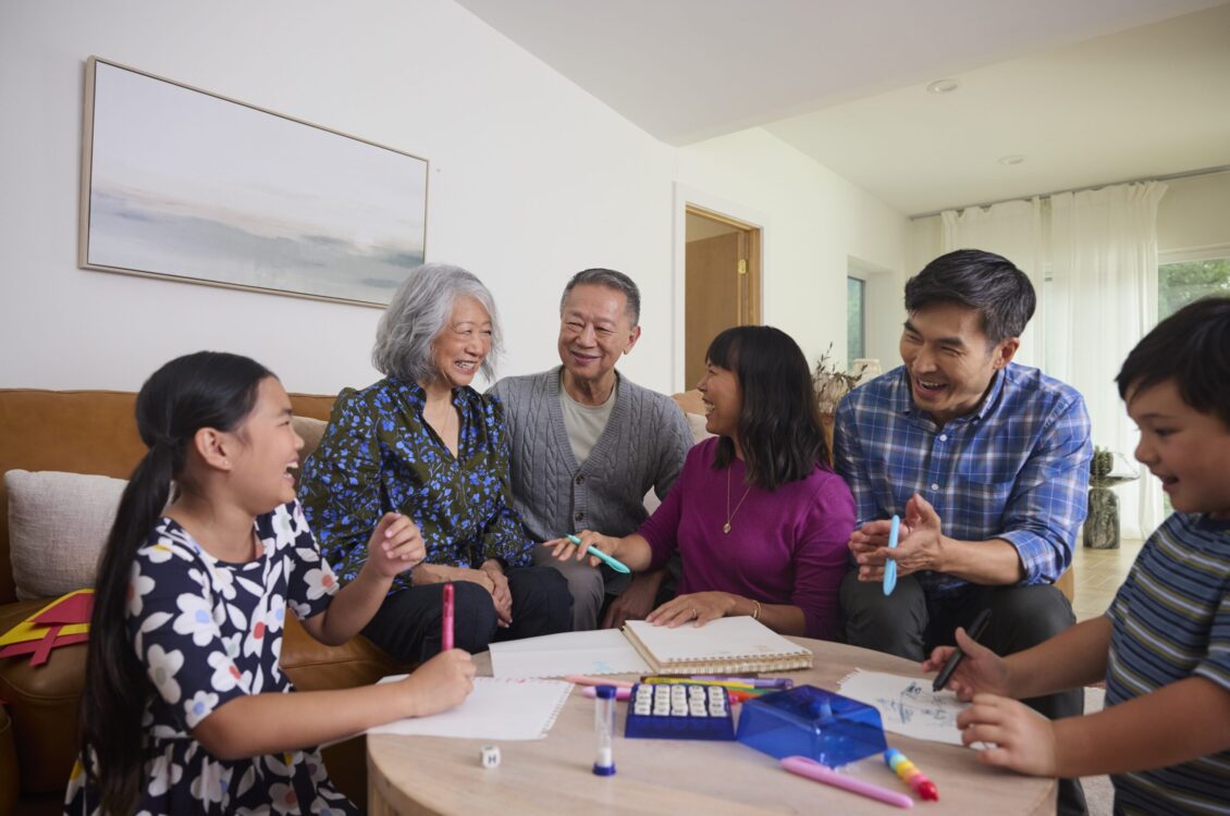 family having fun playing games