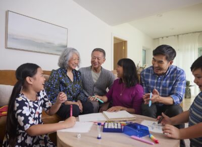 family having fun playing games