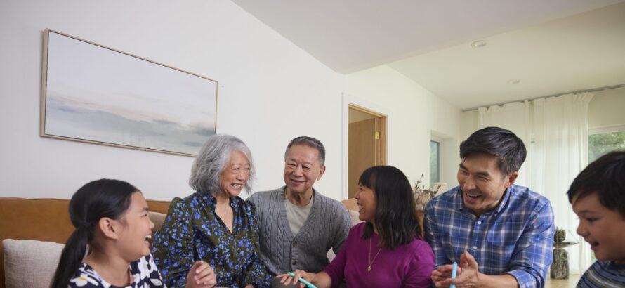 family having fun playing games